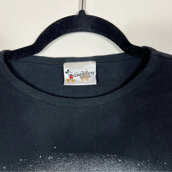 Walt Disney World Park Baby Tee Shirt XL Castle Glitter Sparkle Y2K Black - Picture 4 of 4